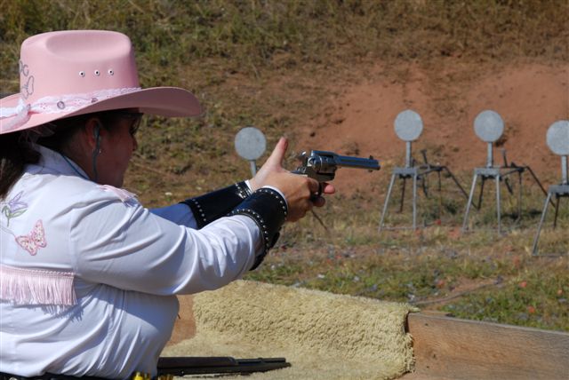 Birdie Cage shooting B-Western.