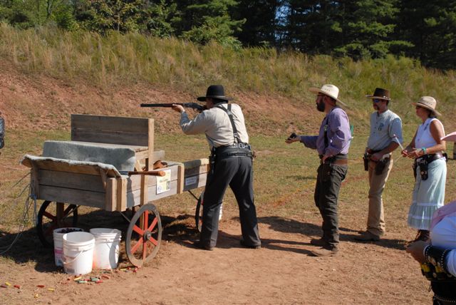 One Eyed Black Jack shooting rifle.