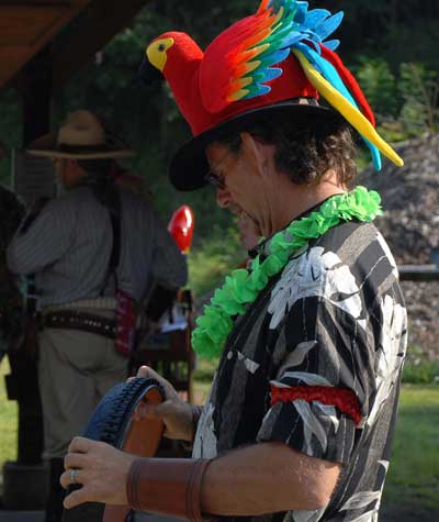 Ivory Thunder wearing his Parrot Head hat.